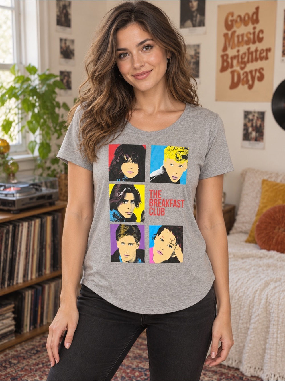 The Breakfast Club Women’s Short Sleeve Graphic Tee - Gray